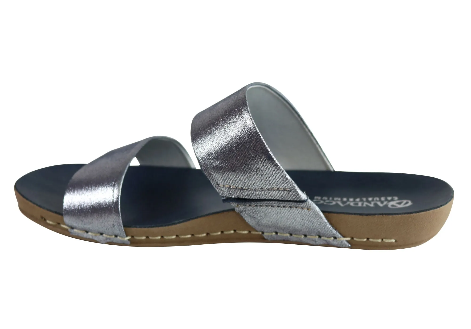 Andacco Mirage Womens Comfy Leather Flat Sandals Slides Made In Brazil