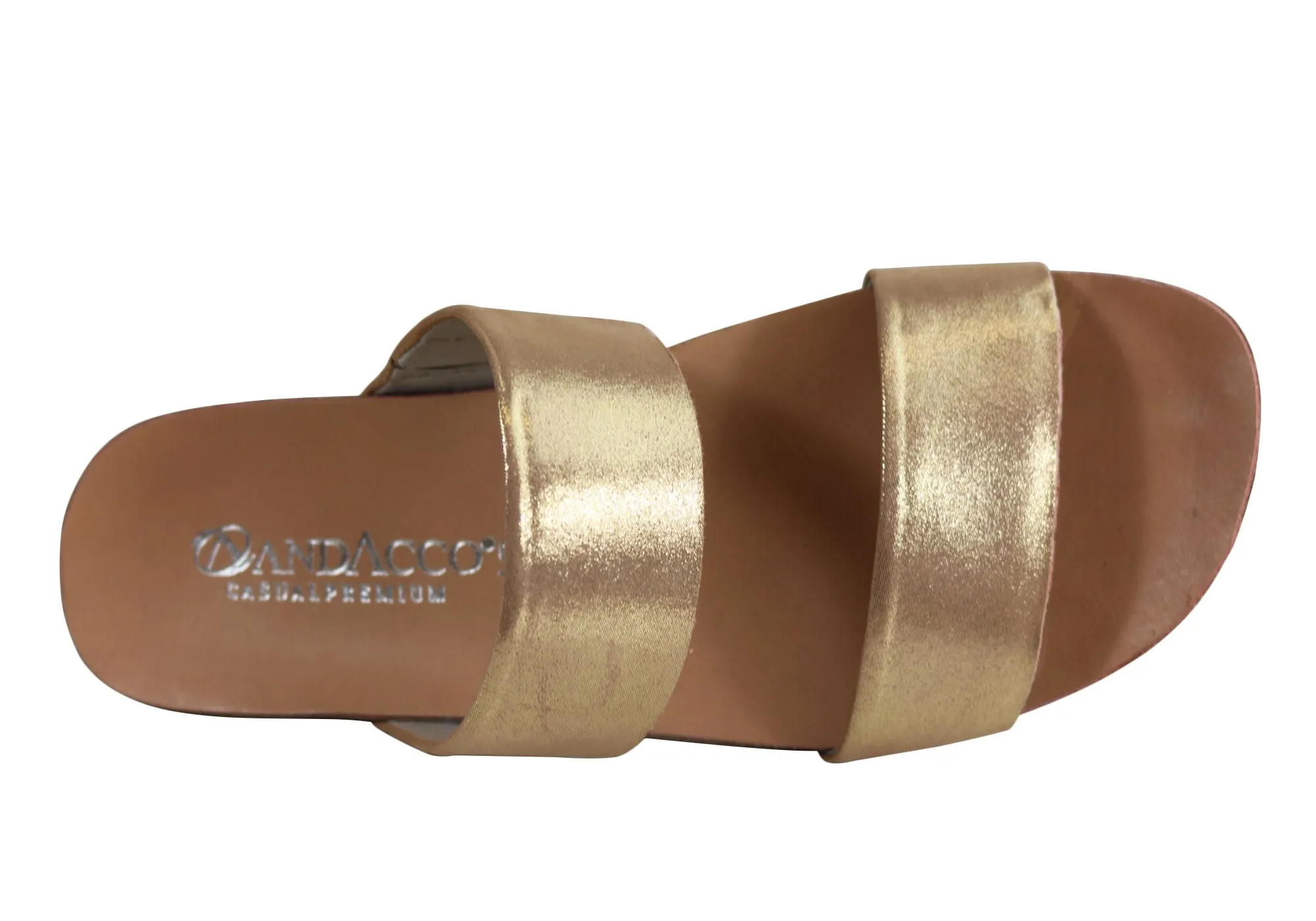 Andacco Mirage Womens Comfy Leather Flat Sandals Slides Made In Brazil