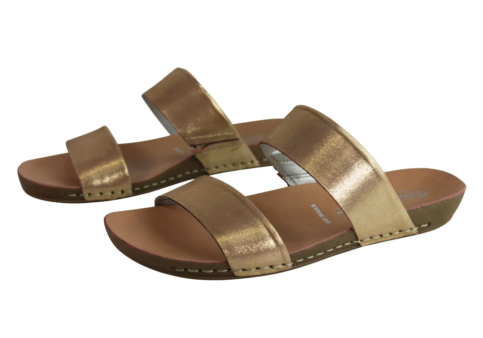 Andacco Mirage Womens Comfy Leather Flat Sandals Slides Made In Brazil