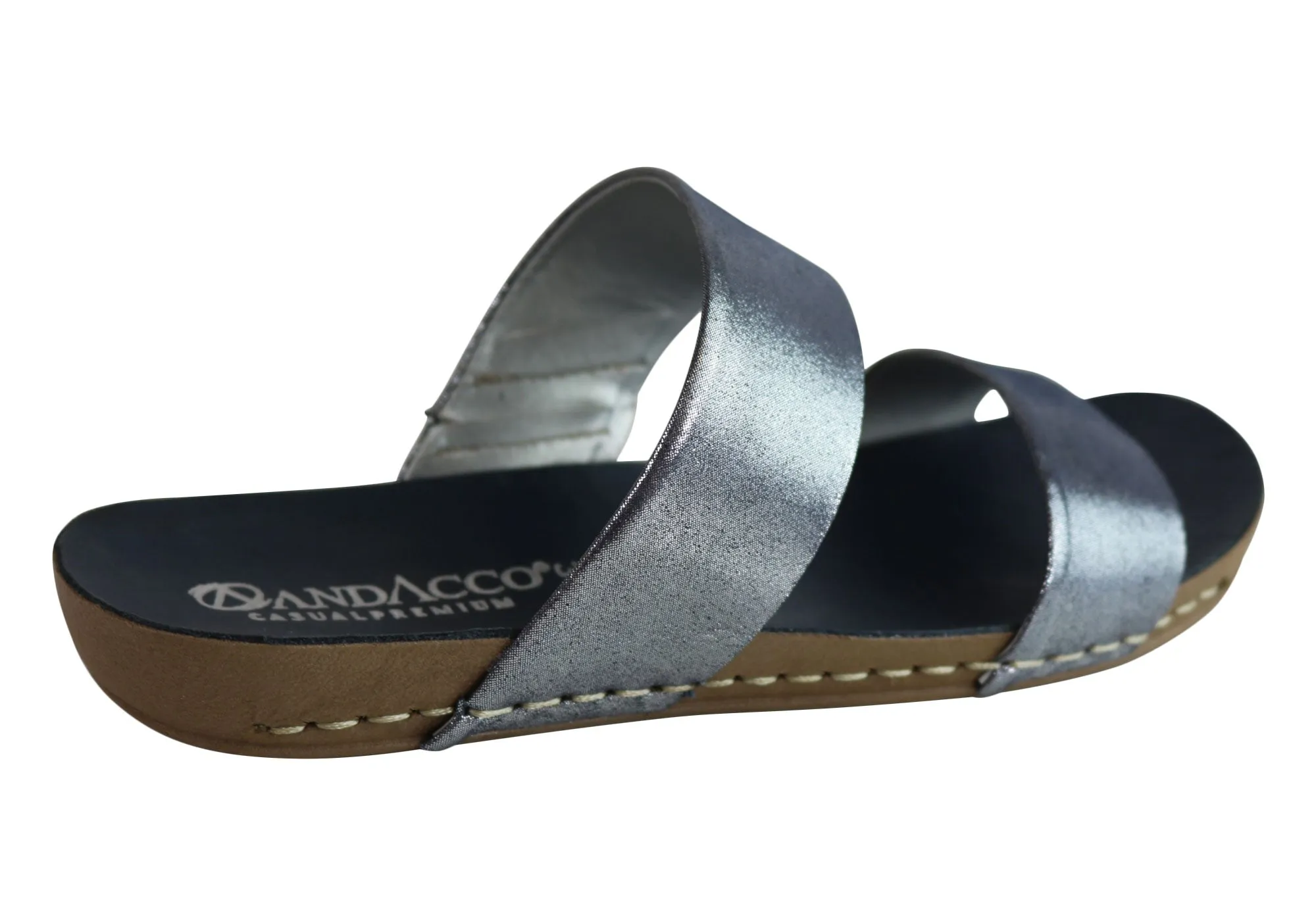 Andacco Mirage Womens Comfy Leather Flat Sandals Slides Made In Brazil