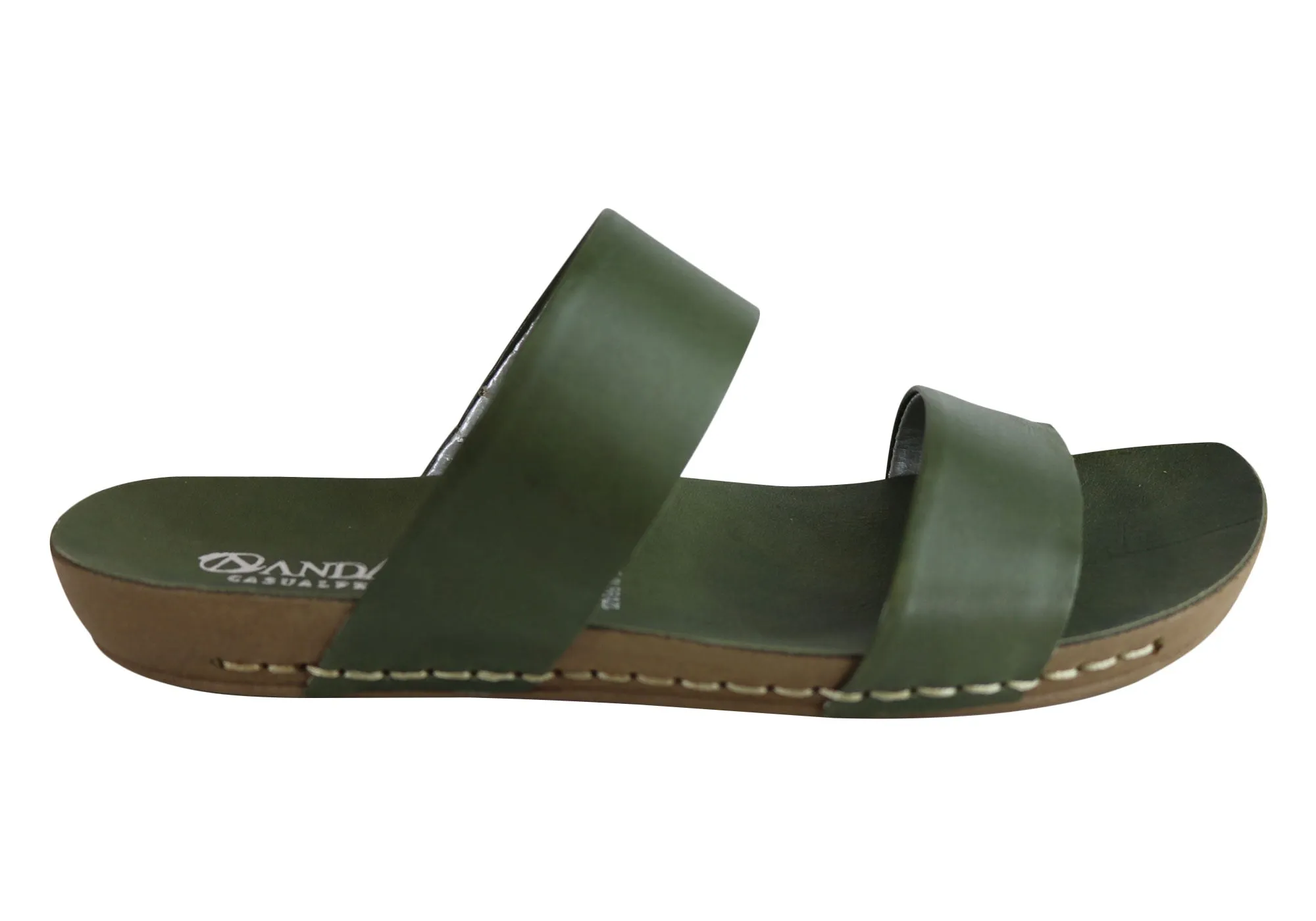Andacco Mirage Womens Comfy Leather Flat Sandals Slides Made In Brazil