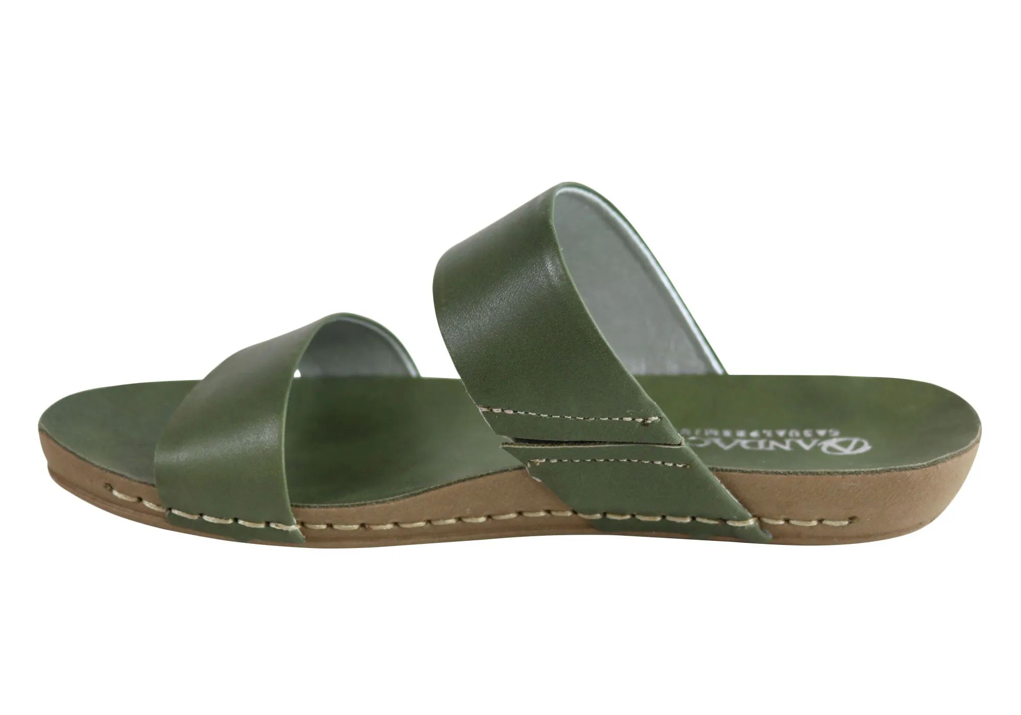 Andacco Mirage Womens Comfy Leather Flat Sandals Slides Made In Brazil