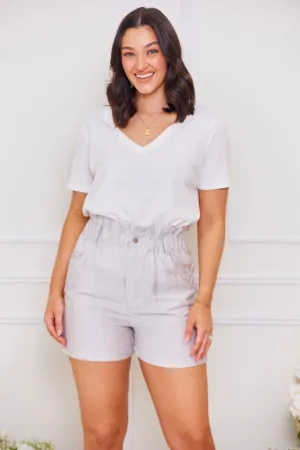 As It Was Paper Bag Shorts - Light Gray