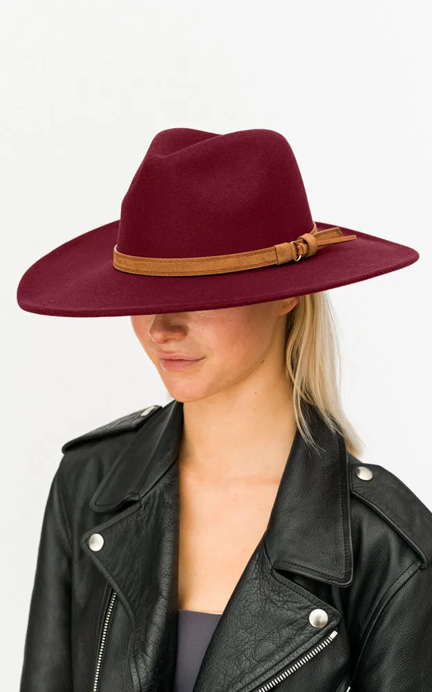 BHAT6045 Faux Wool Adjustable Fedora