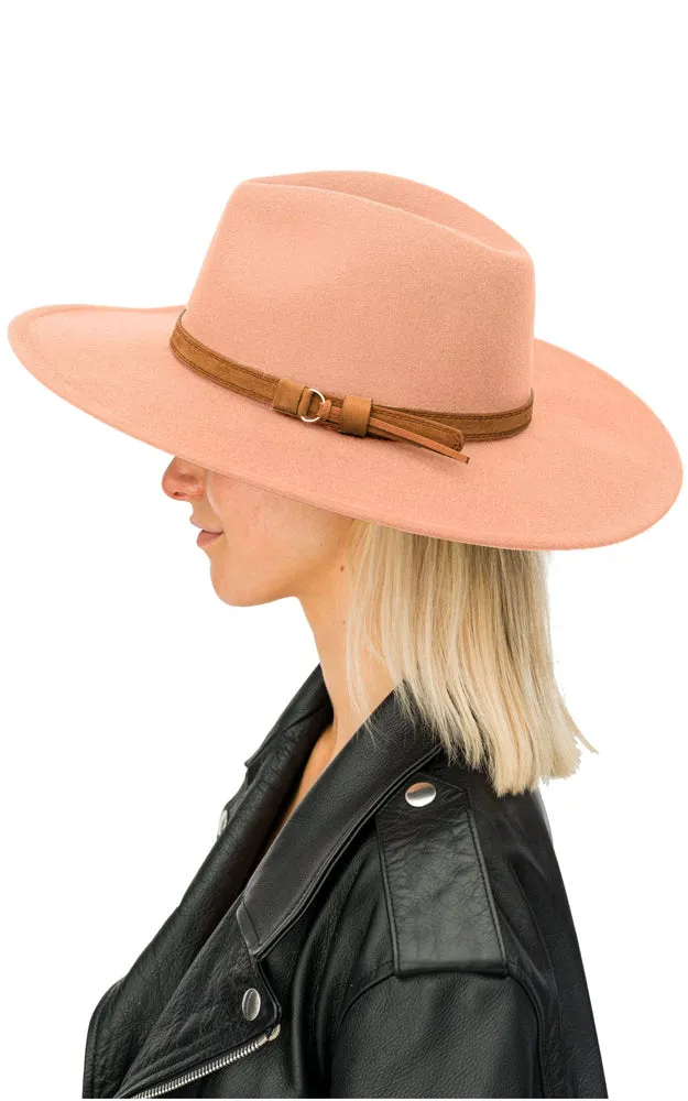 BHAT6045 Faux Wool Adjustable Fedora
