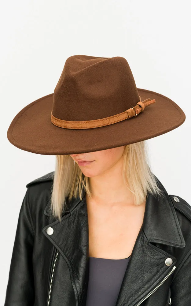 BHAT6045 Faux Wool Adjustable Fedora