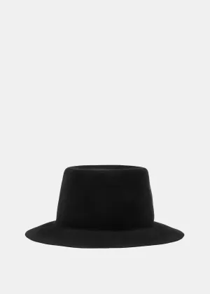 Black Beaver Fur Felt Open Crown Hat