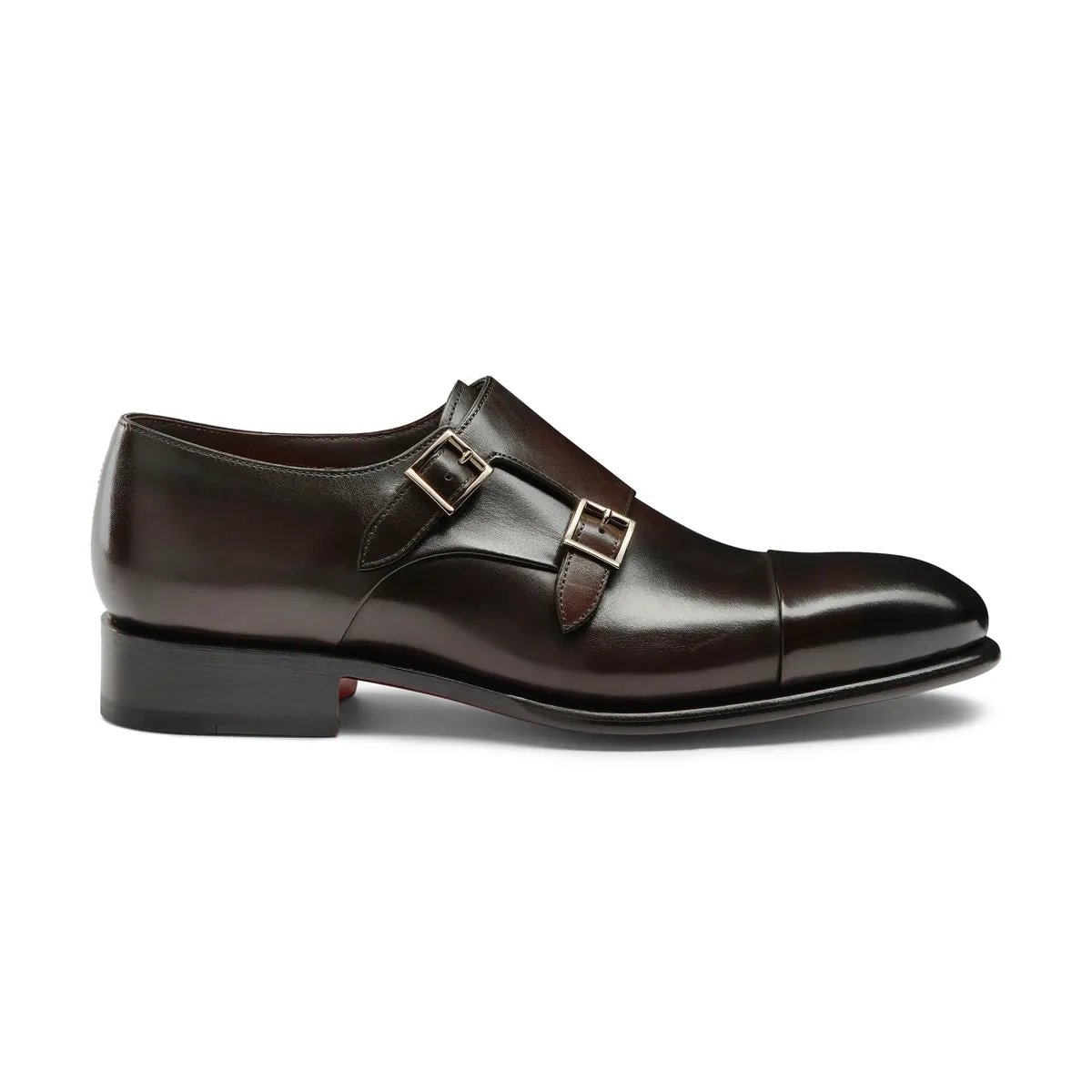 Brown Double-Buckle Leather Shoes