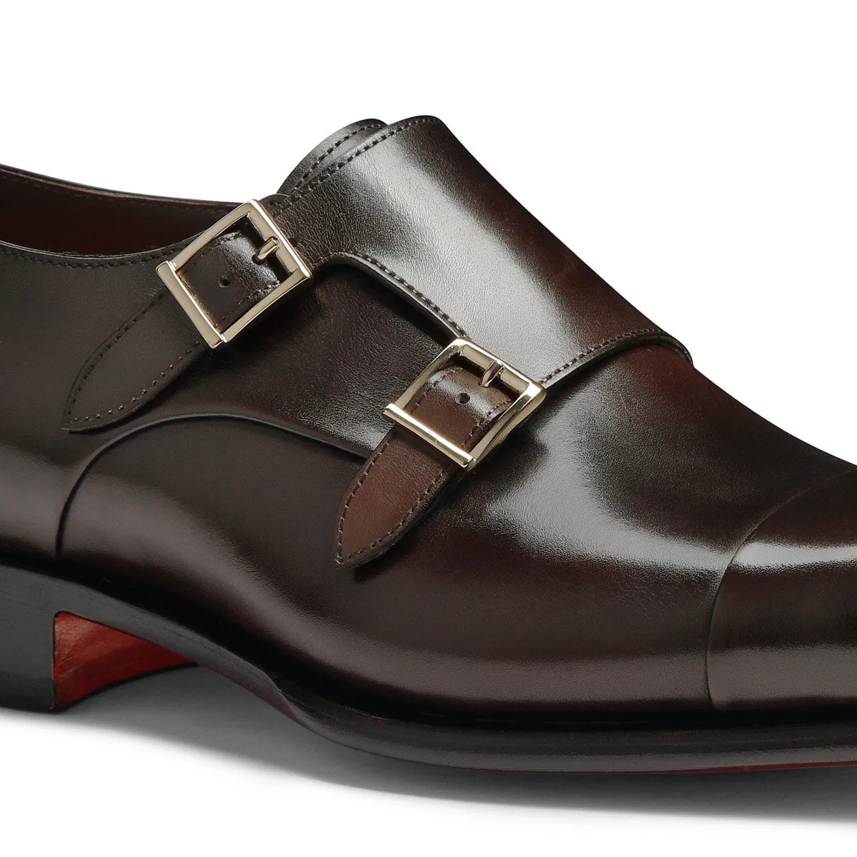 Brown Double-Buckle Leather Shoes