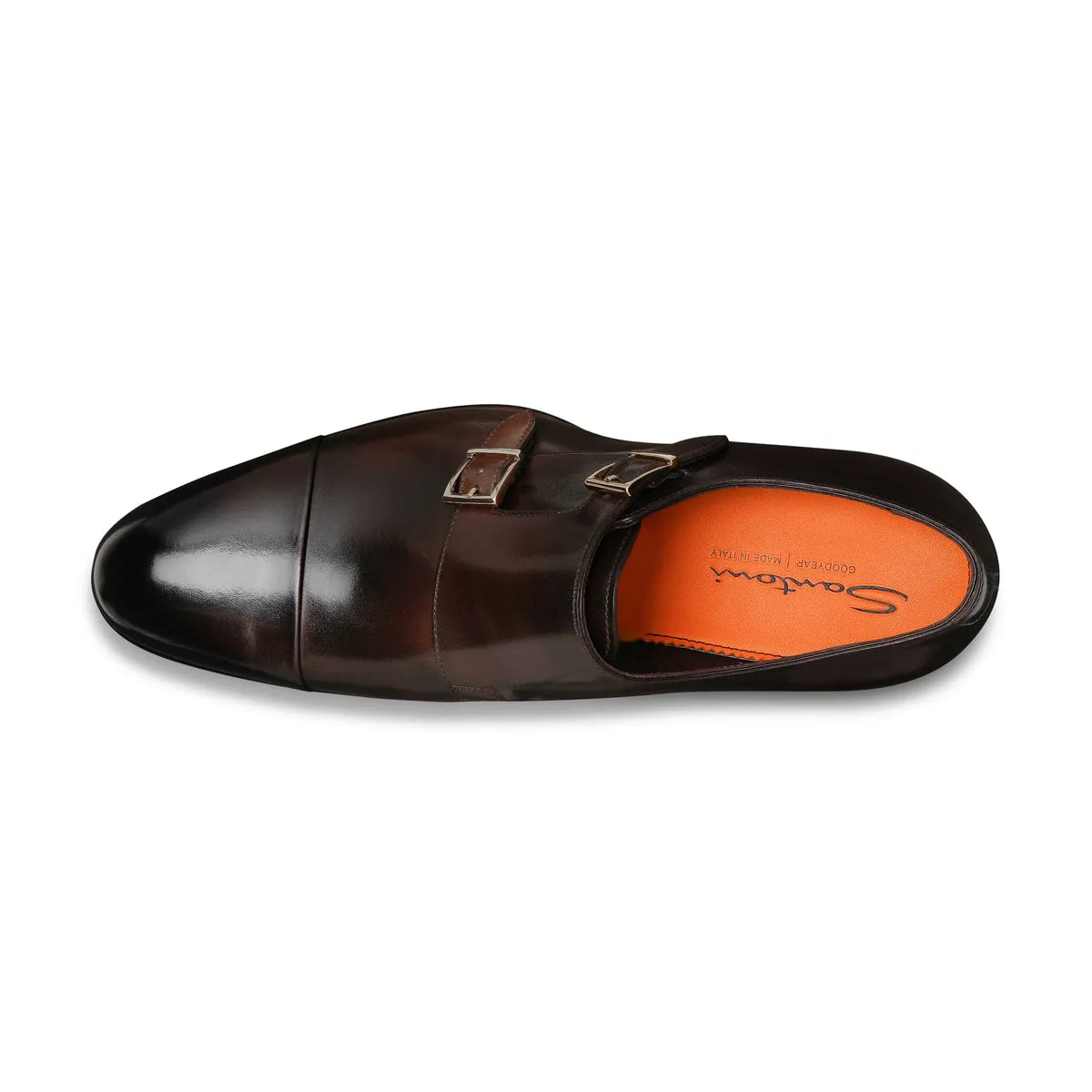 Brown Double-Buckle Leather Shoes