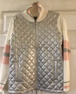 Bylyse Quilted Front Jacket Silver Mix Style 740-2175