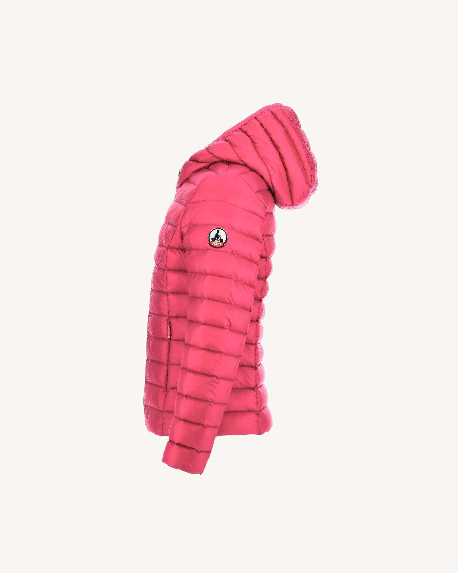 Cherry pink Carla kid's lightweight hooded puffer jacket