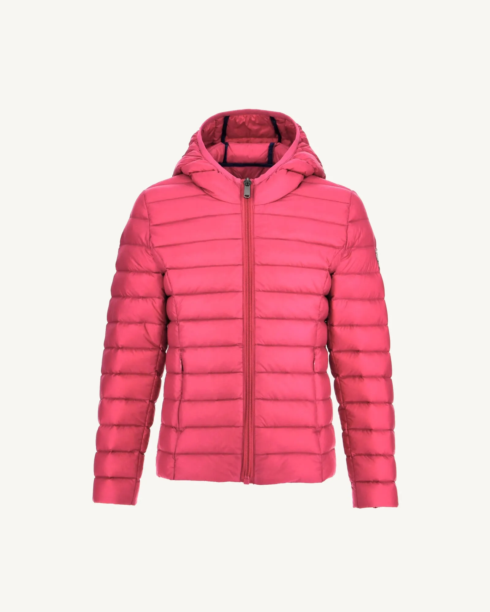 Cherry pink Carla kid's lightweight hooded puffer jacket