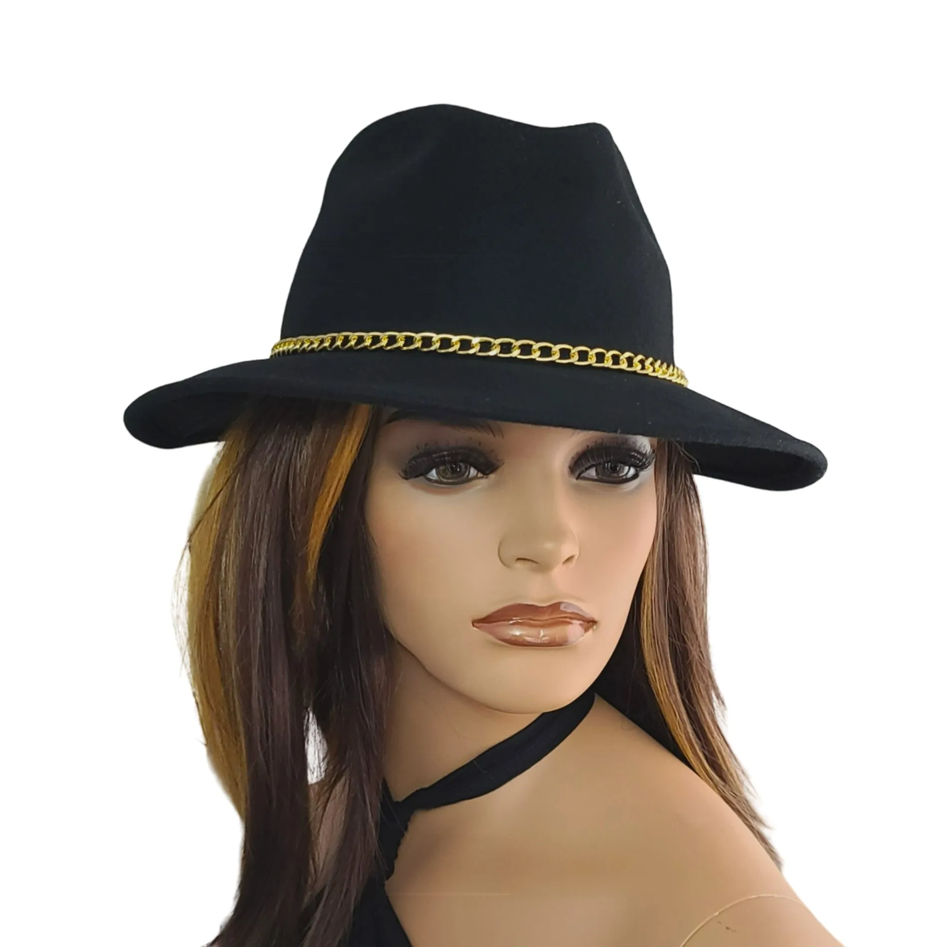 CINTELLI & GALLUZZO Made in Italy Wool Chain Strap Felt Fedora Hat