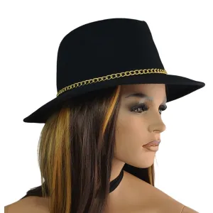 CINTELLI & GALLUZZO Made in Italy Wool Chain Strap Felt Fedora Hat