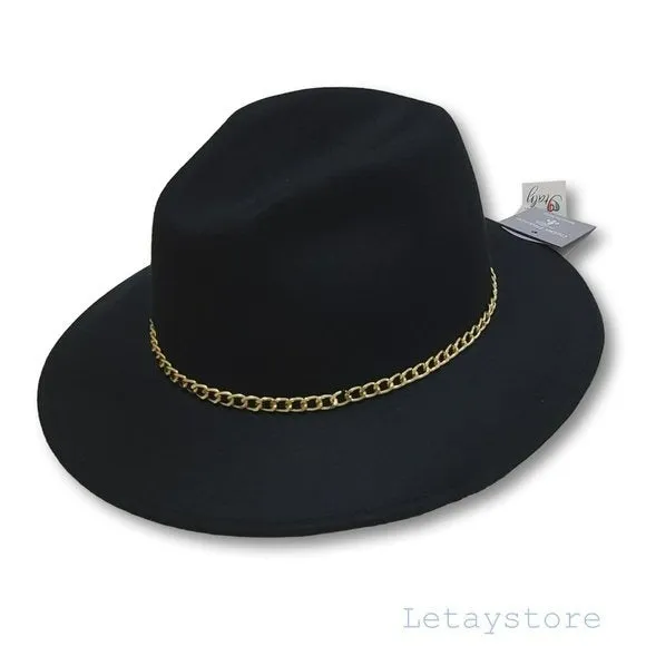 CINTELLI & GALLUZZO Made in Italy Wool Chain Strap Felt Fedora Hat