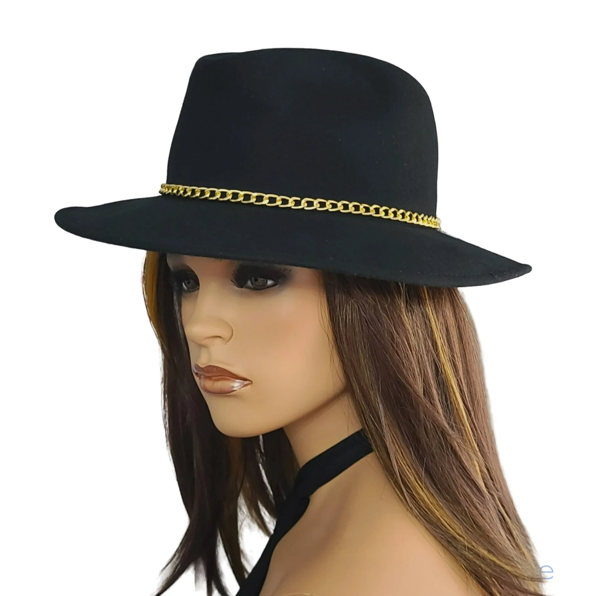 CINTELLI & GALLUZZO Made in Italy Wool Chain Strap Felt Fedora Hat