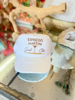 Espresso Martini Social Club Trucker Hat in White