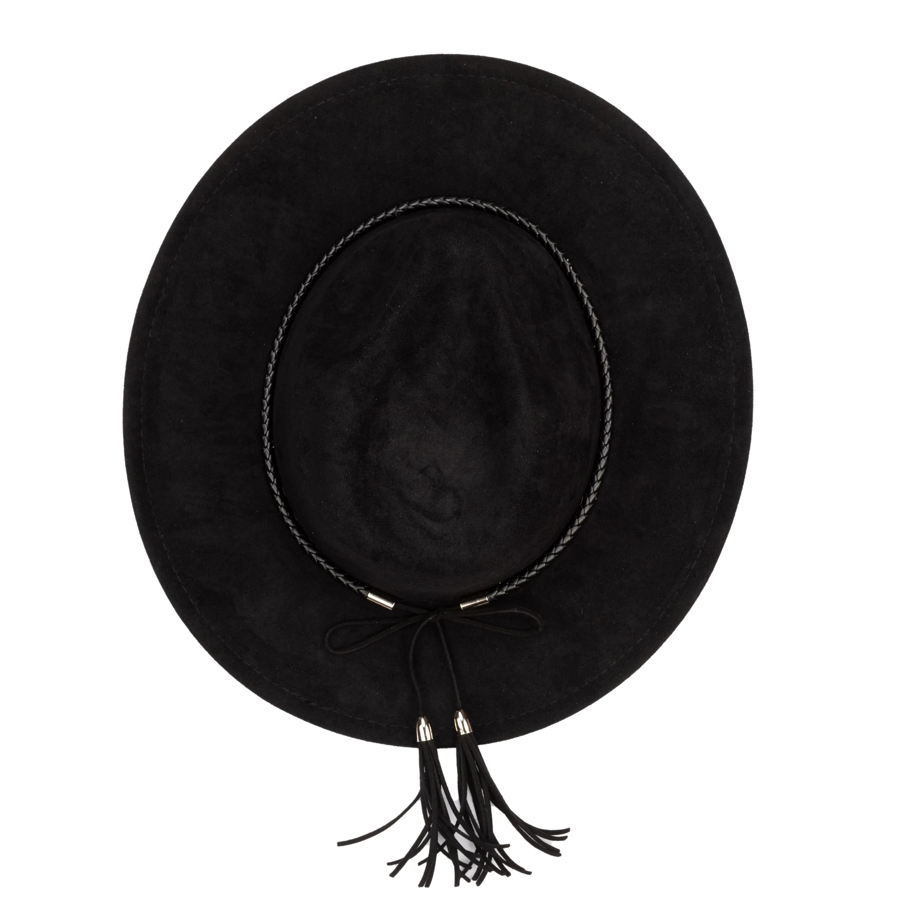 Faux Suede Fedora With Tassel Back Bow