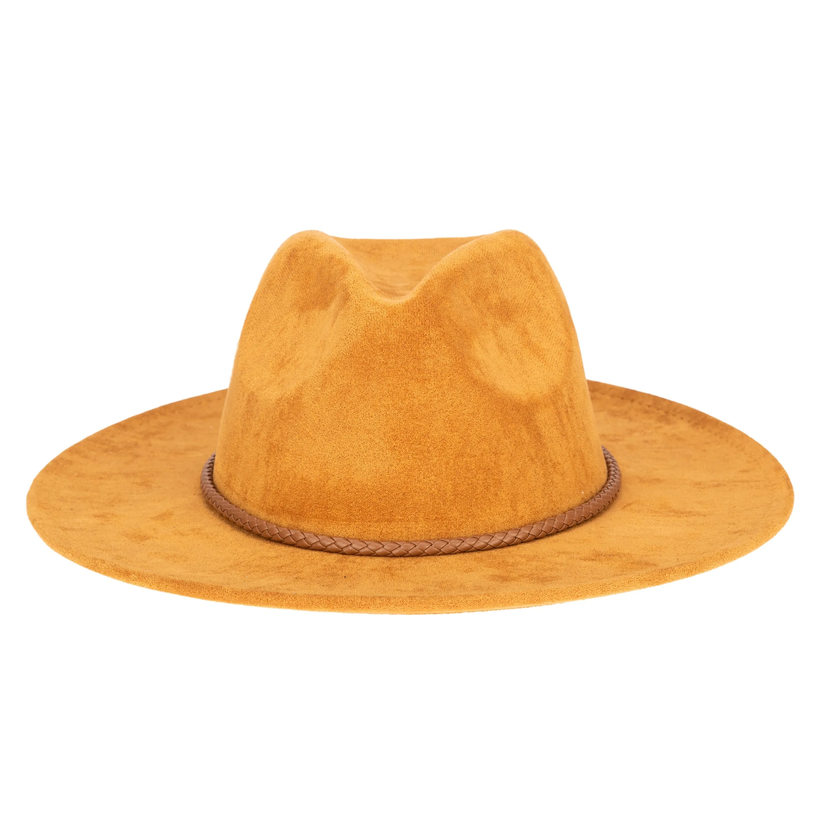 Faux Suede Fedora With Tassel Back Bow