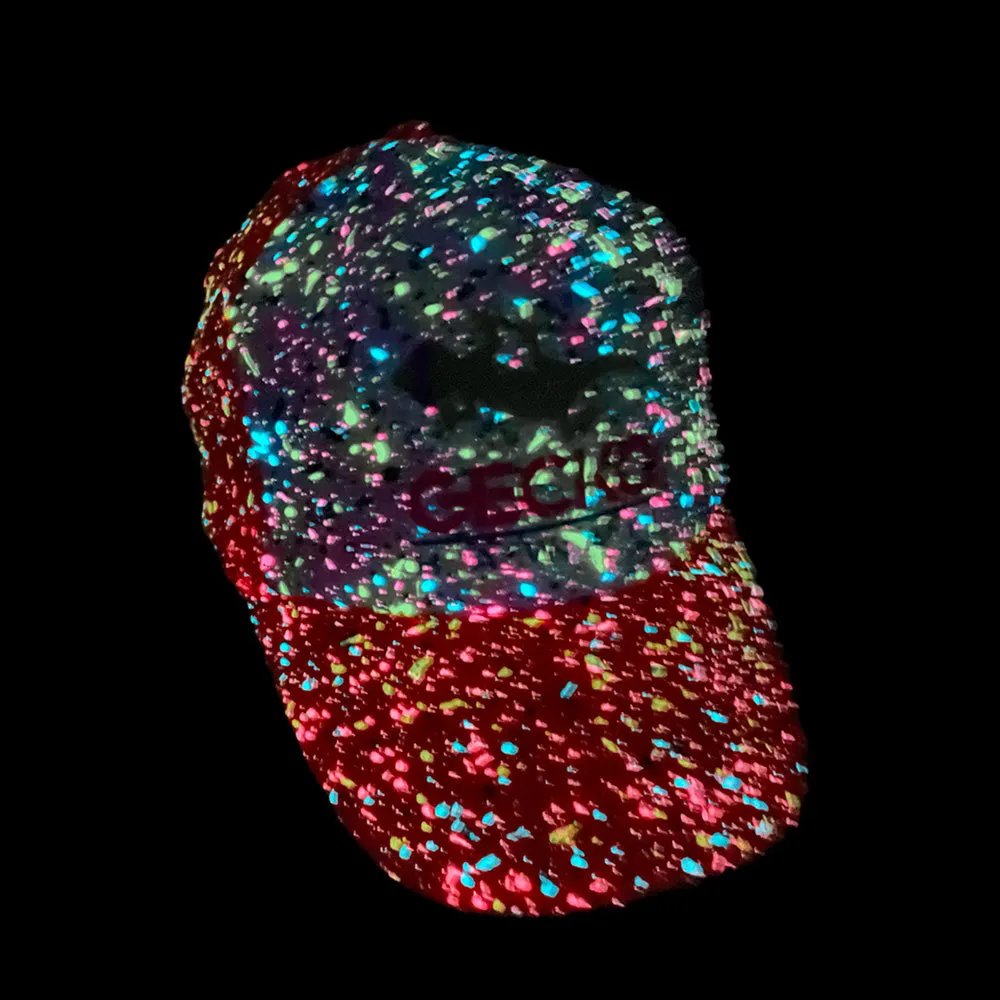 Glow-In-The-Dark Splatter Neon Orange Trucker Hat (LIMITED)