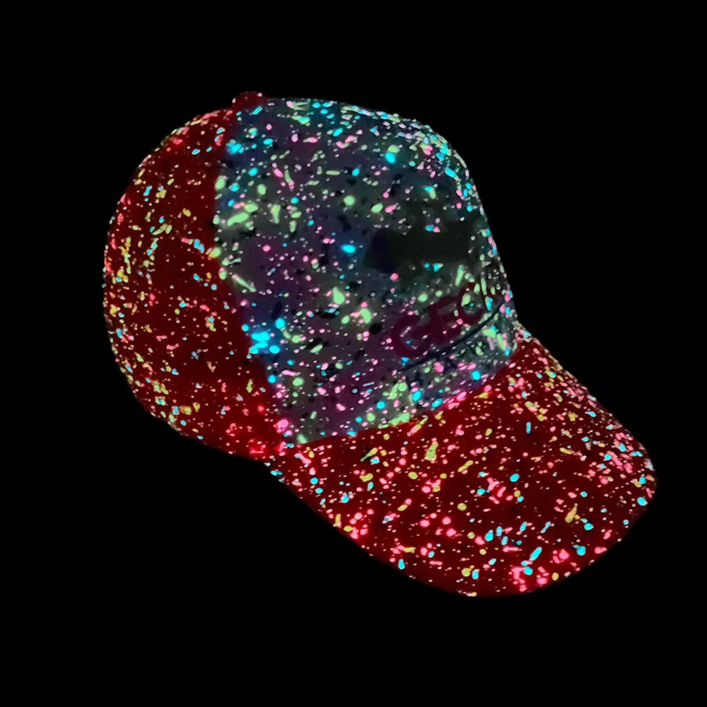 Glow-In-The-Dark Splatter Neon Orange Trucker Hat (LIMITED)