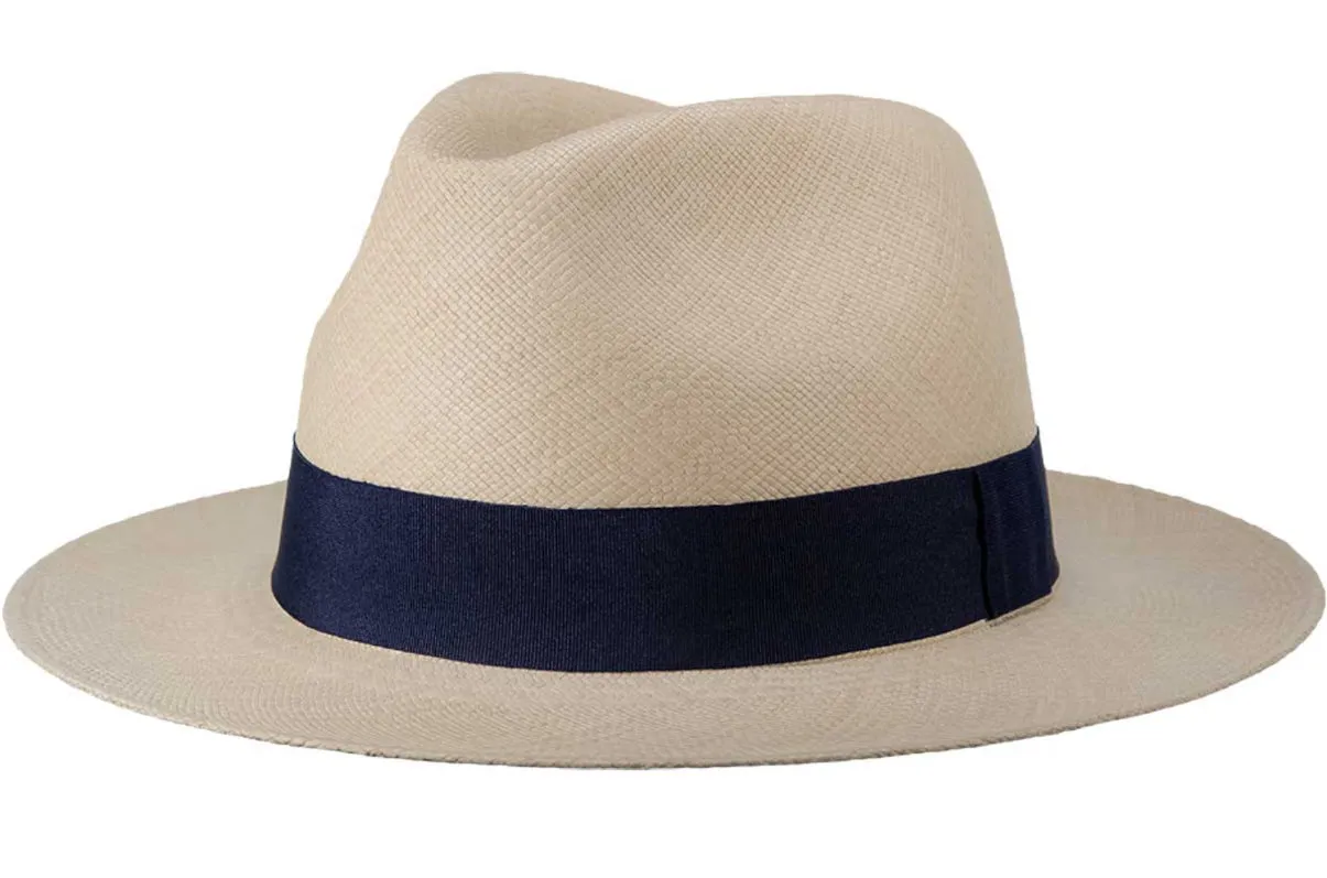K. Dorfzaun hand woven Grade 4 Brisa Panama in Natural with Navy band