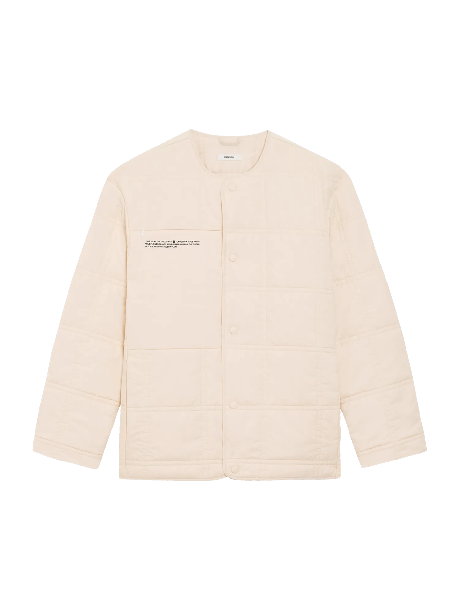Mens Flower-Warmth Quilted Collarless Jacket—sand