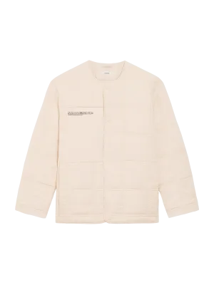 Mens Flower-Warmth Quilted Collarless Jacket—sand
