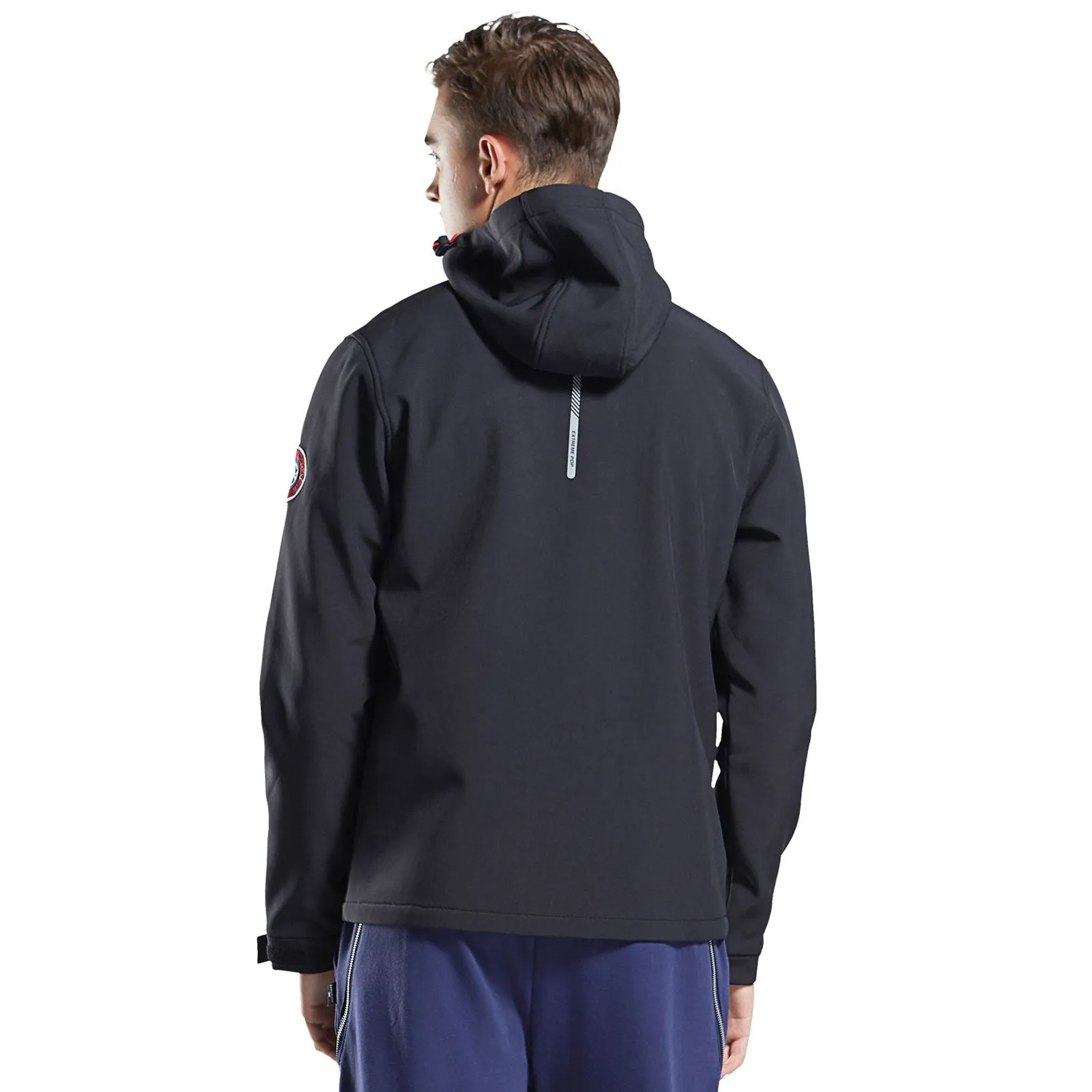 Men's Reflective Print Knit Bond Fleece Jacket size S M L XL Black Red