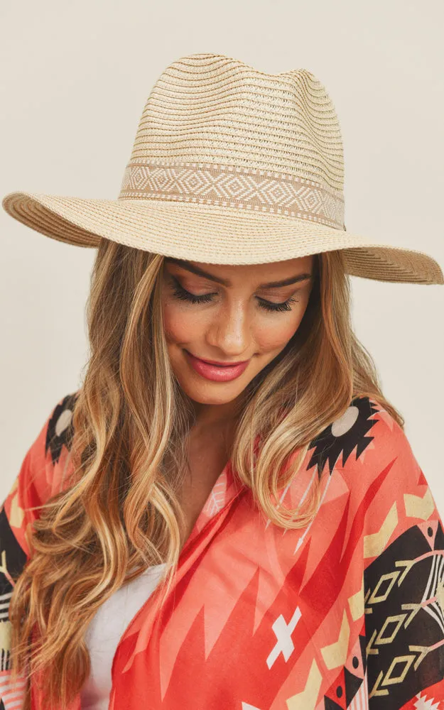 MH0071 Tribal Aztec Band Panama Sun Hat