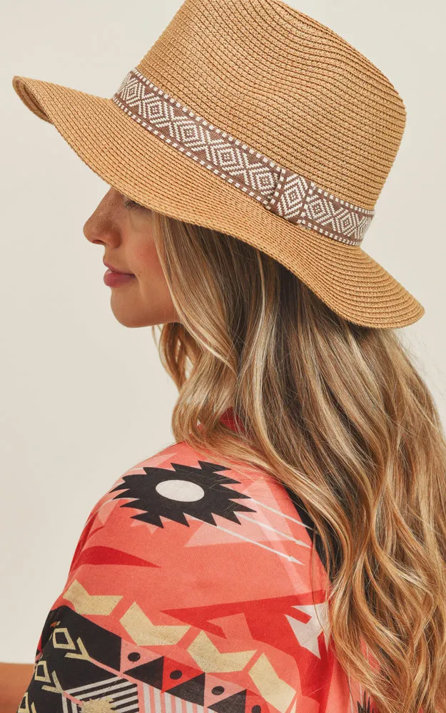 MH0071 Tribal Aztec Band Panama Sun Hat