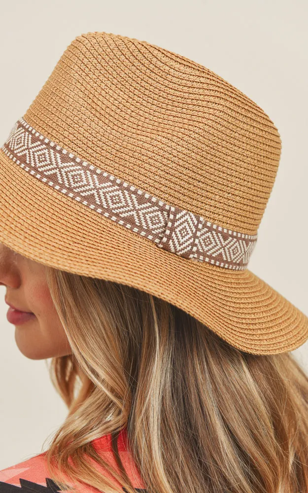 MH0071 Tribal Aztec Band Panama Sun Hat