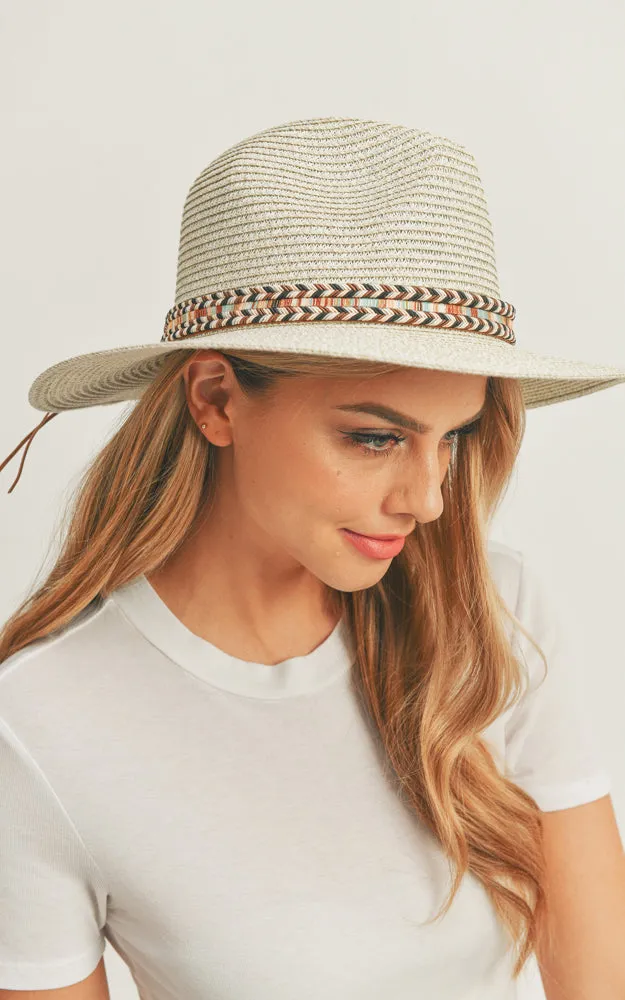 MH0106 Multi Color Braided Band Panama Hat