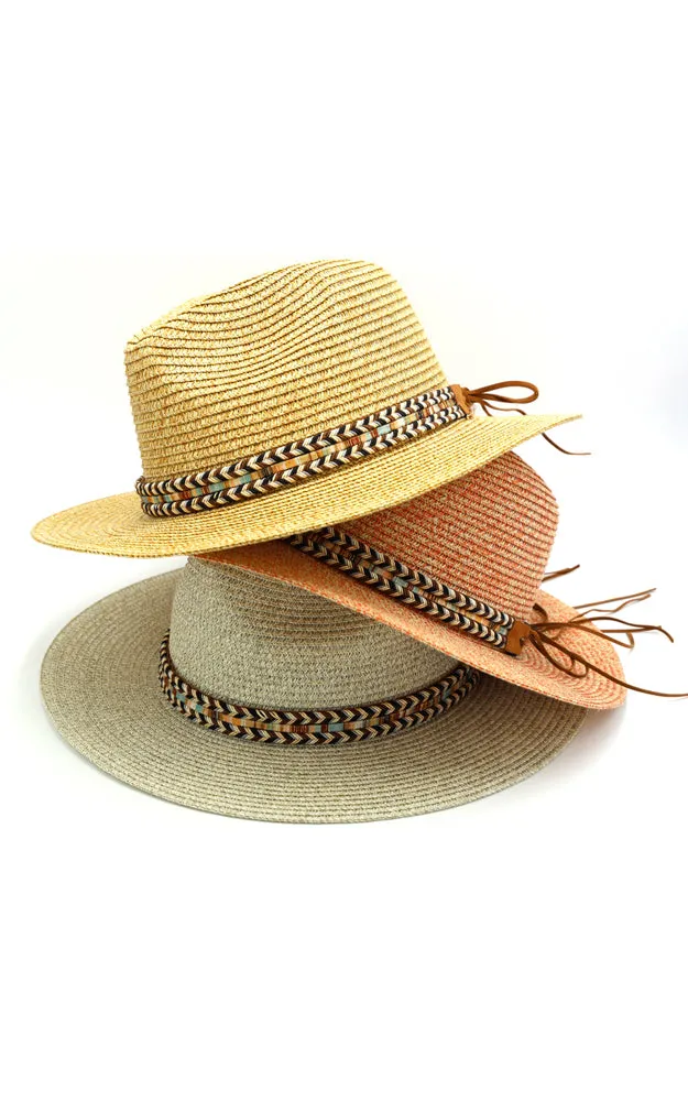 MH0106 Multi Color Braided Band Panama Hat
