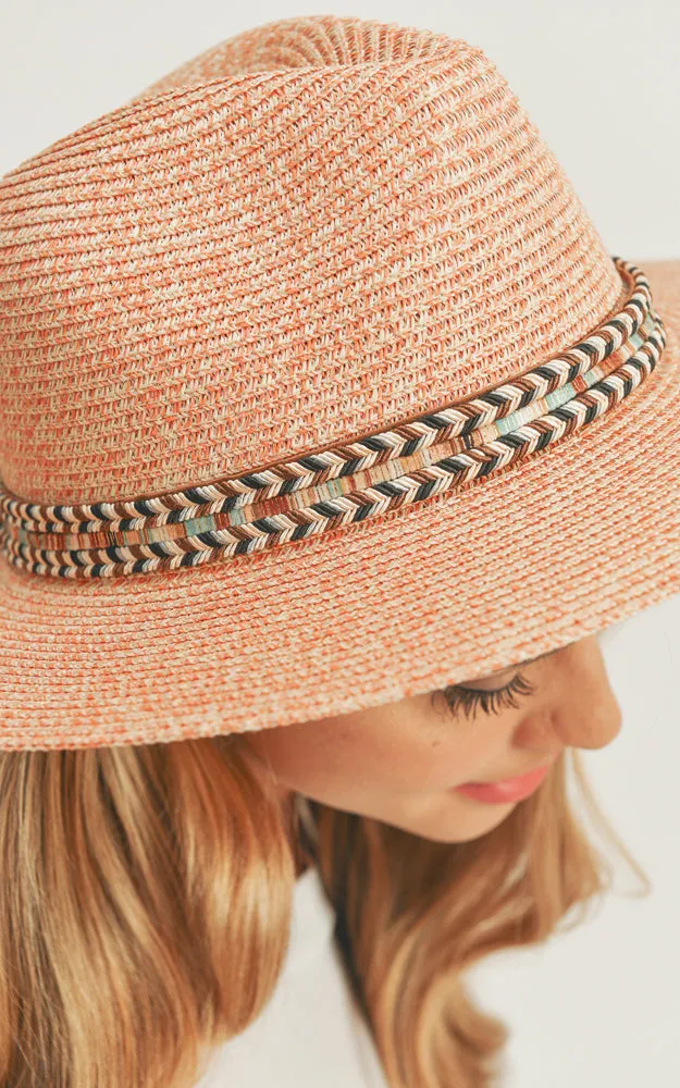 MH0106 Multi Color Braided Band Panama Hat