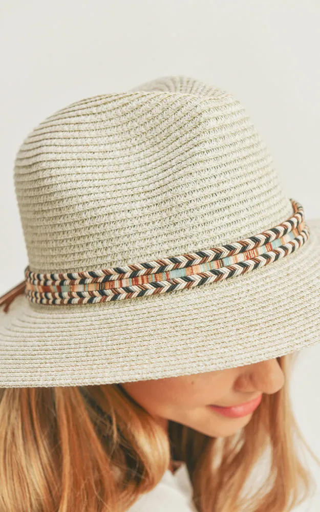MH0106 Multi Color Braided Band Panama Hat