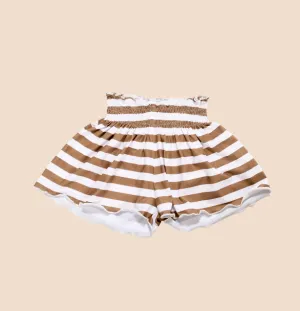 Mocha Stripes Smocked Short