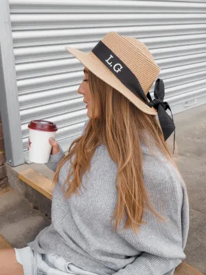 Mykonos Personalised Ribbon Panama Hat / Black