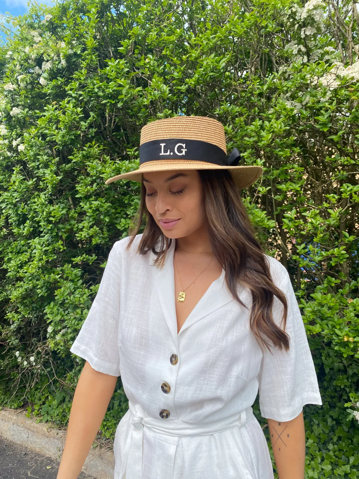 Mykonos Personalised Ribbon Panama Hat / Black