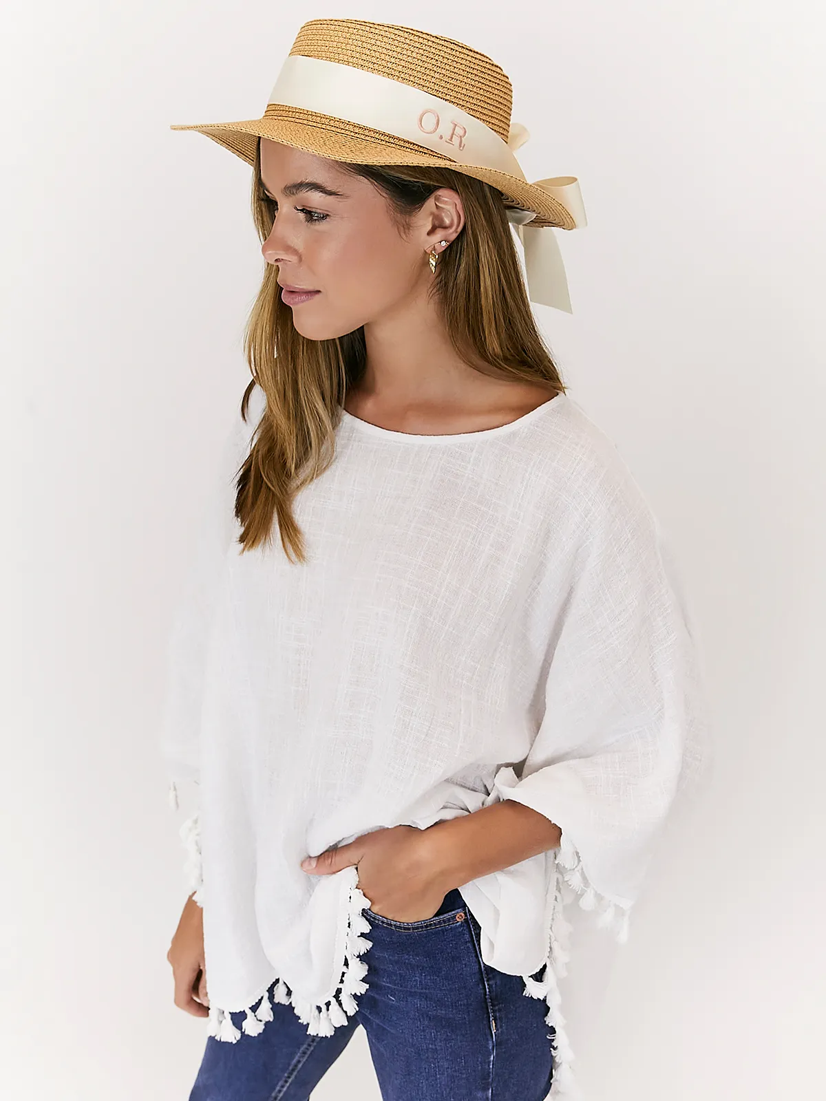 Mykonos Personalised Ribbon Panama Hat / Ivory