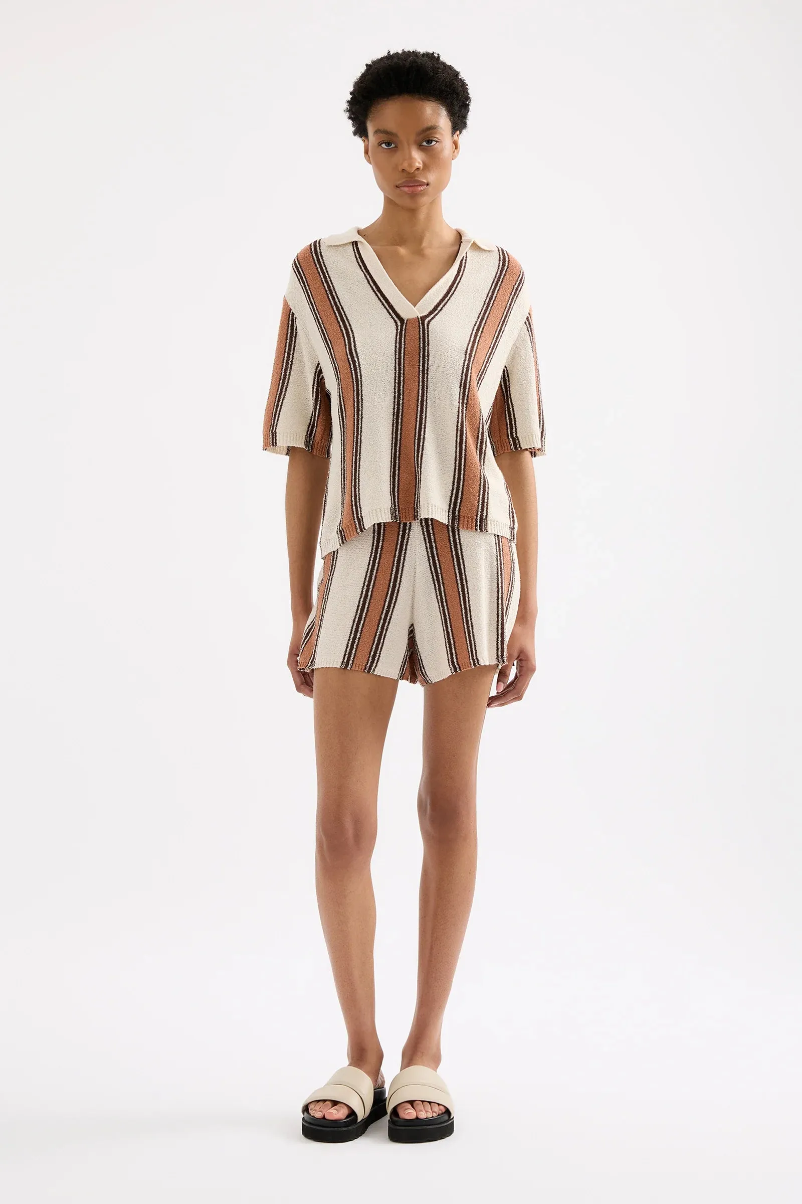 NUDE LUCY Oda knit short - Manuka stripe