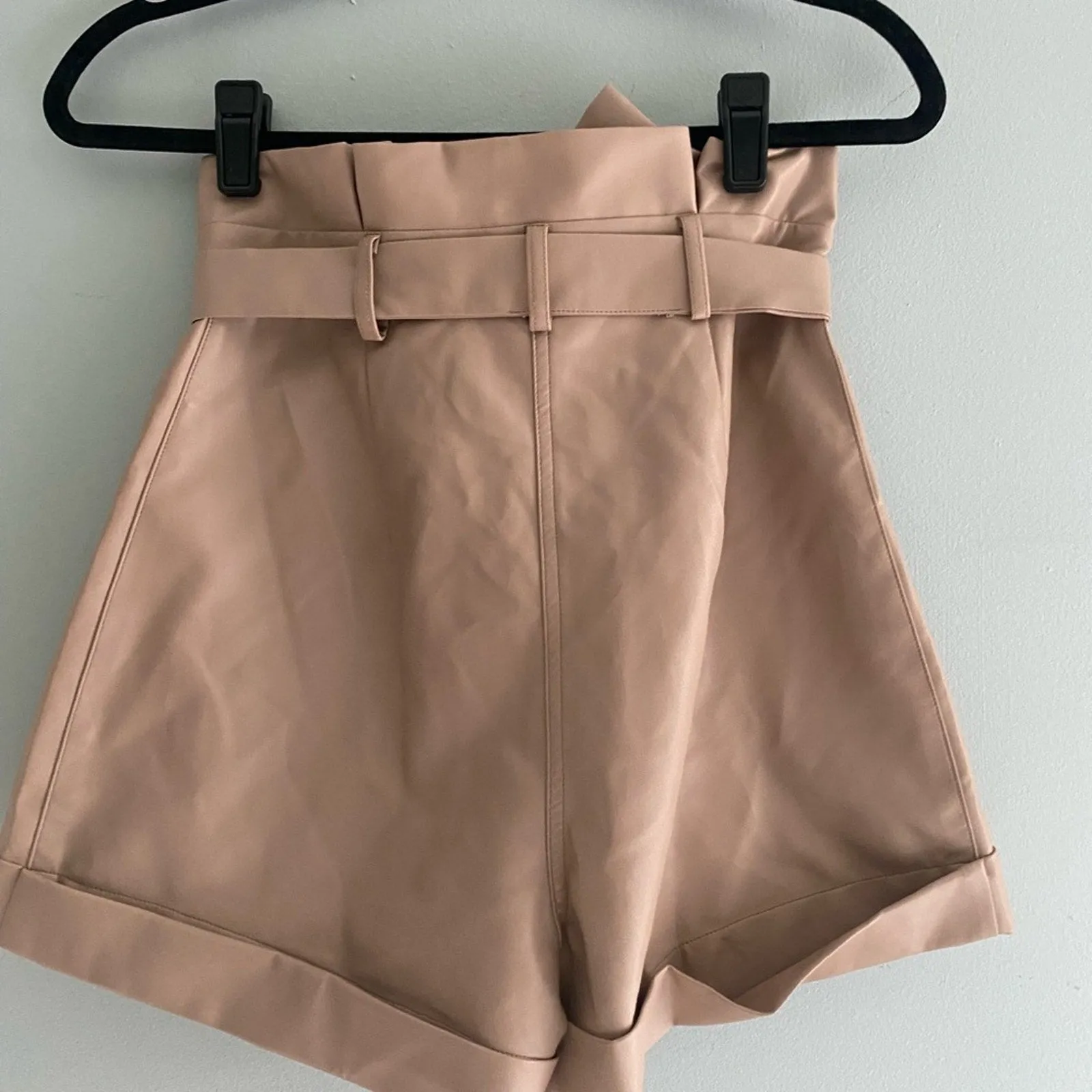 NWT Lush Vegan Leather Paperbag Shorts Size XS