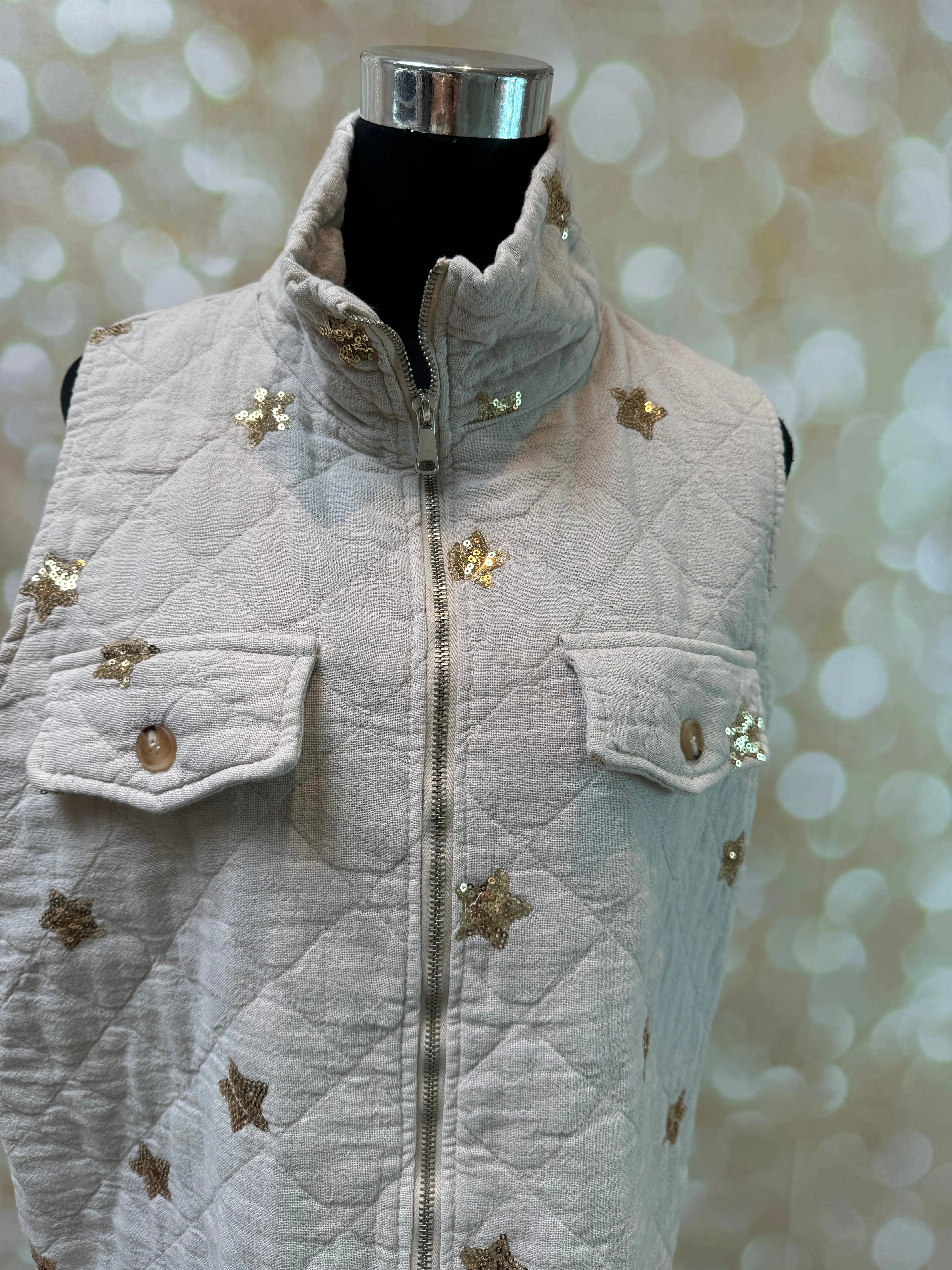 Sequin Star  Quilted Gilet