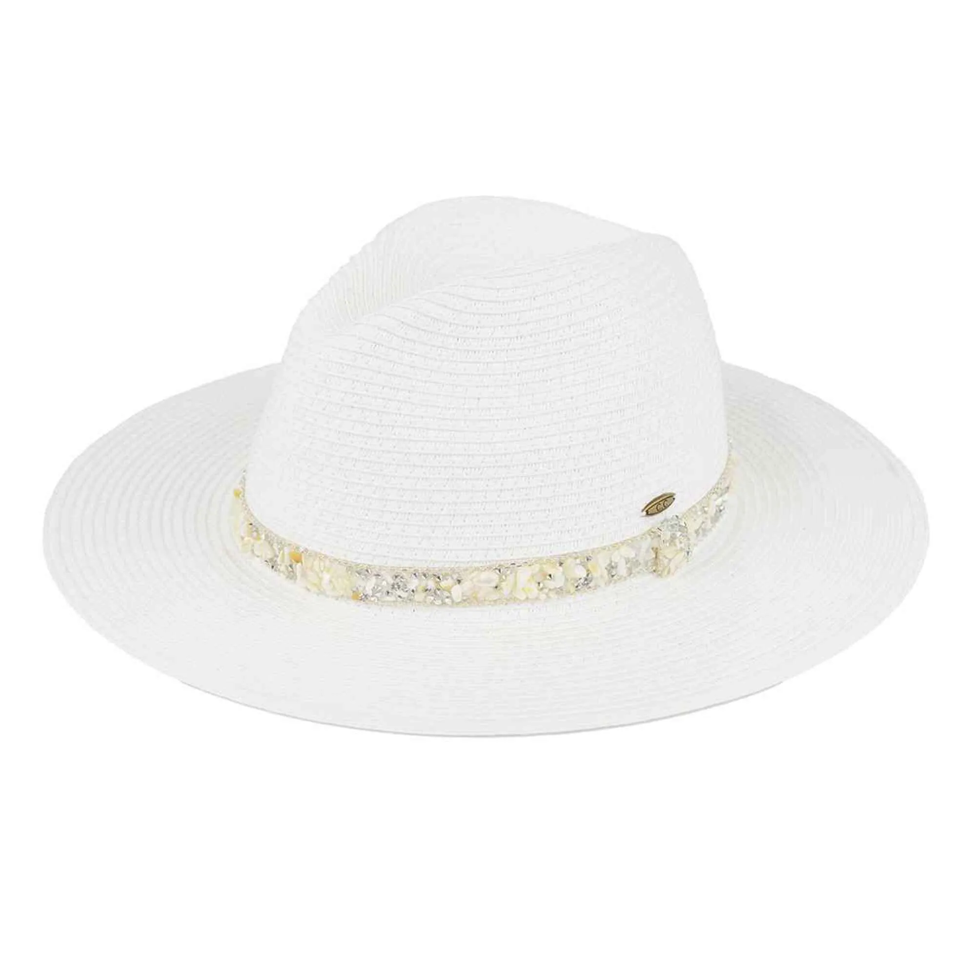 STI02 Gem Cluster Band Straw Panama Hat