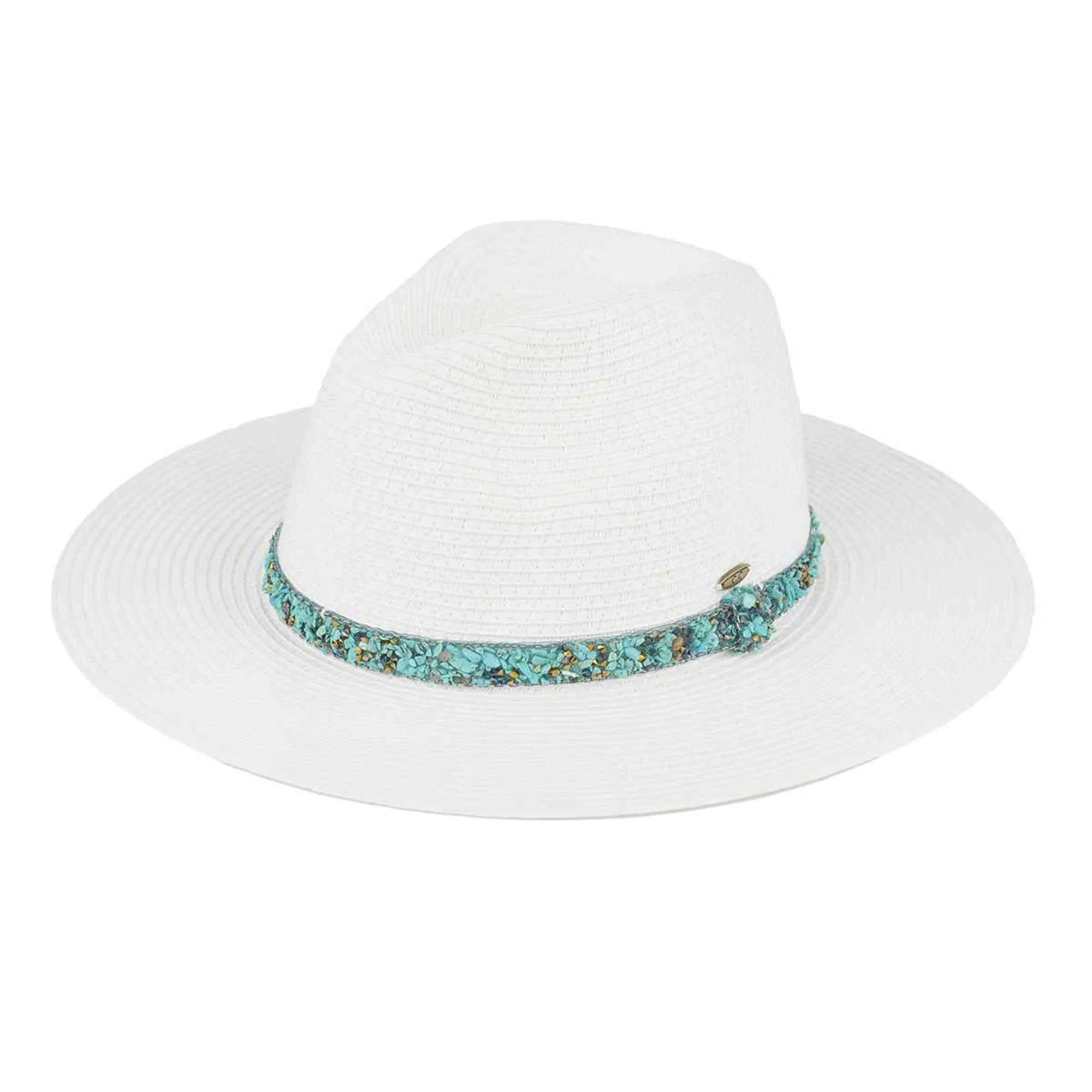 STI02 Gem Cluster Band Straw Panama Hat