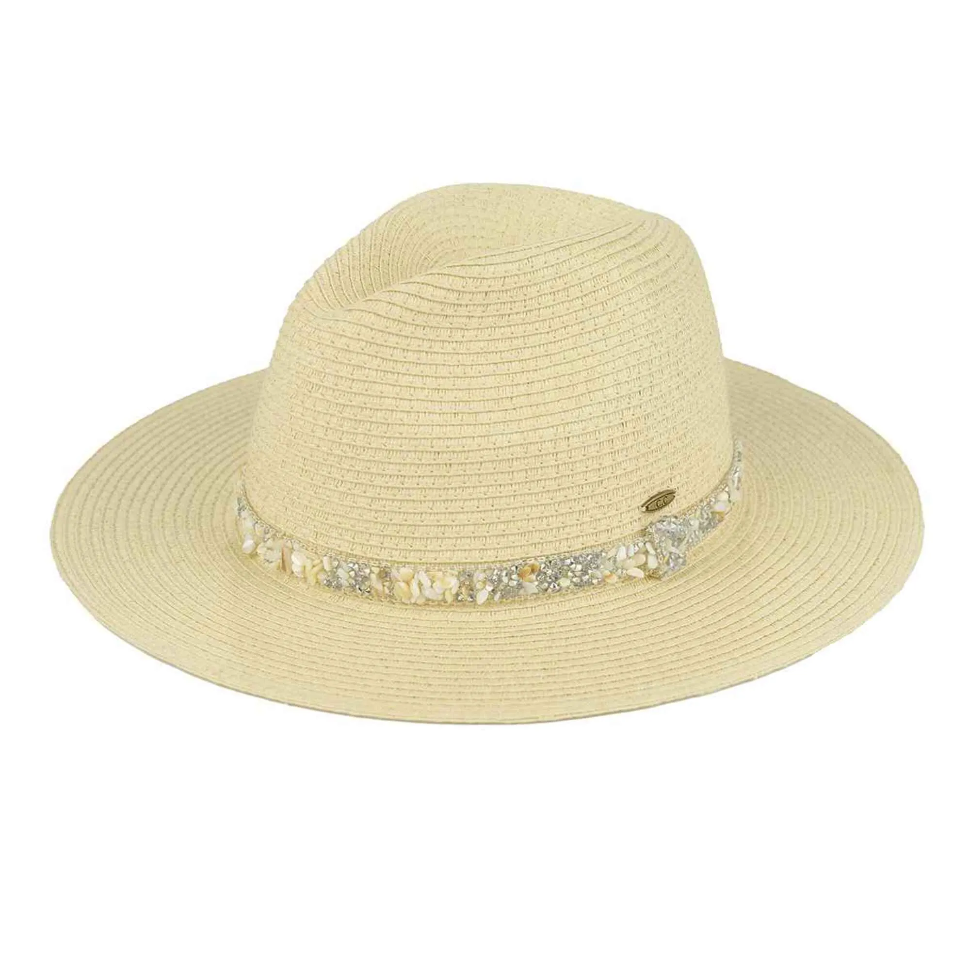 STI02 Gem Cluster Band Straw Panama Hat