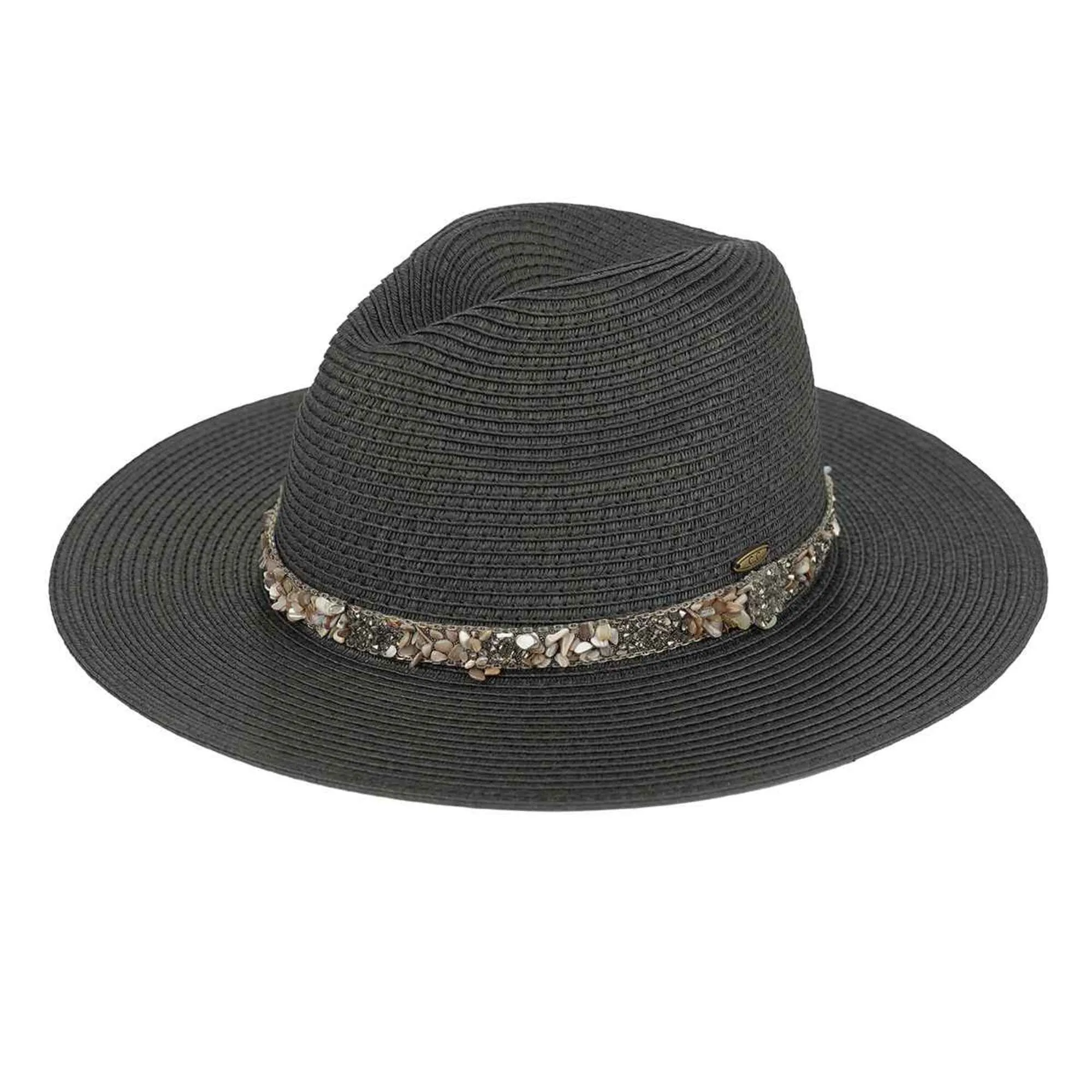 STI02 Gem Cluster Band Straw Panama Hat