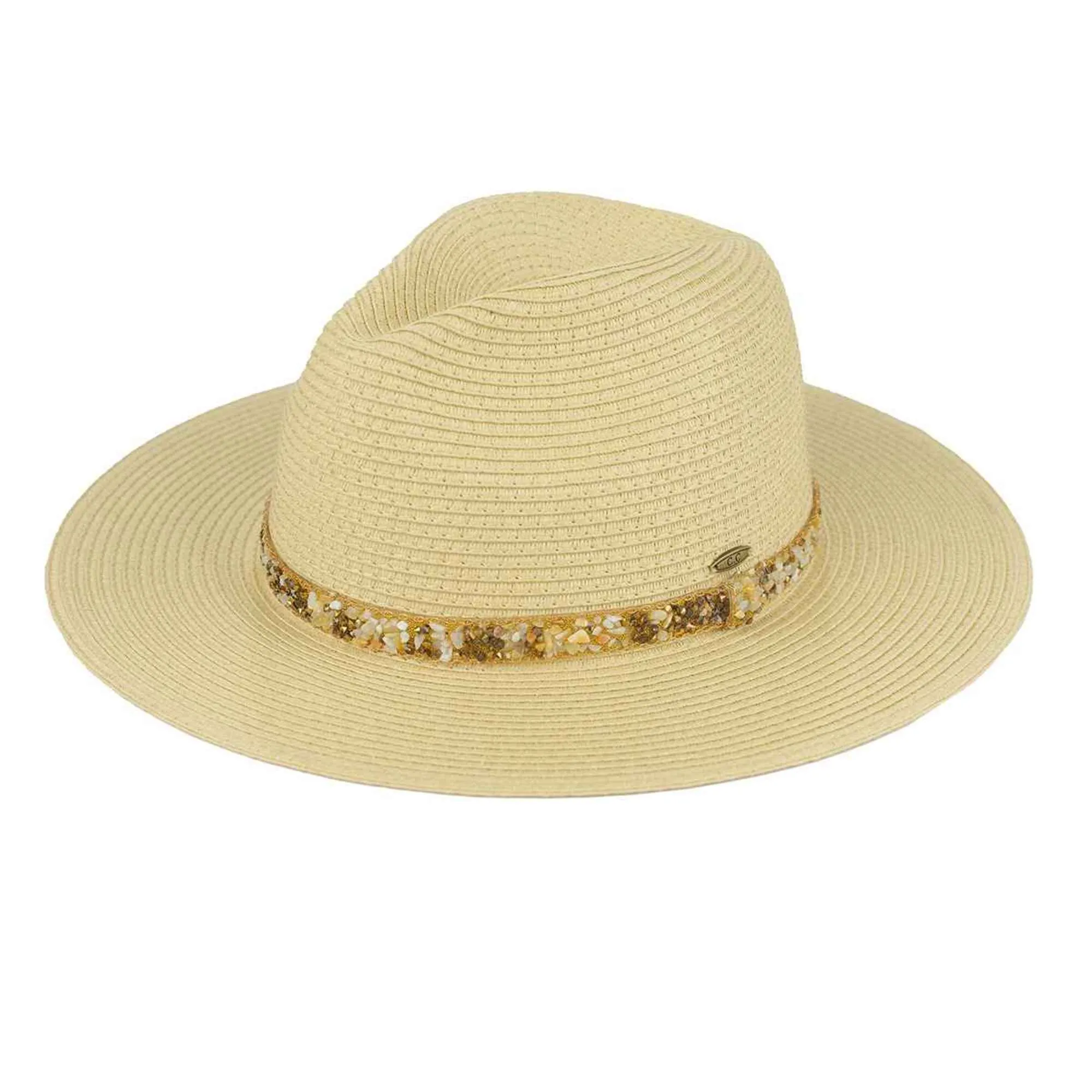 STI02 Gem Cluster Band Straw Panama Hat