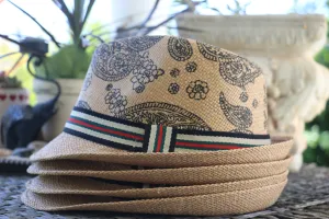 Tan Straw Paisley Fedora